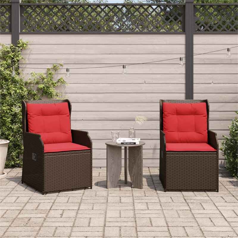 Bowery Hill Contemporary Reclining Patio Chair Set of 2 in Brown And Red