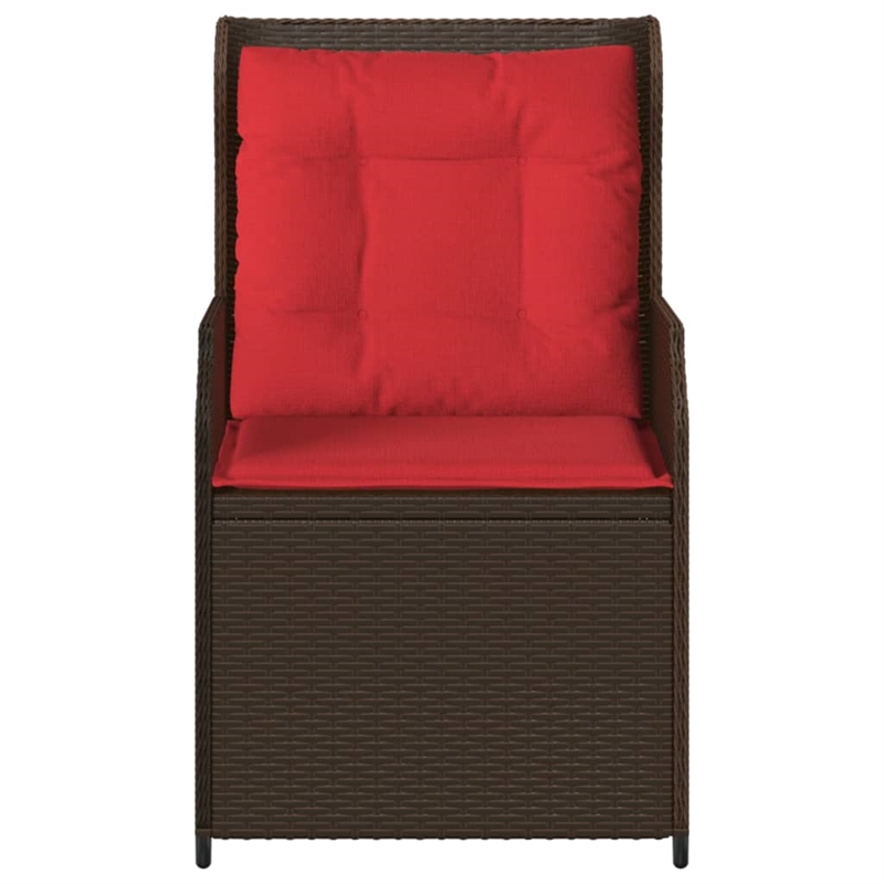 Bowery Hill Contemporary Reclining Patio Chair Set of 2 in Brown And Red