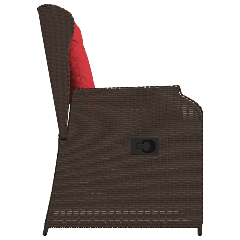Bowery Hill Contemporary Reclining Patio Chair Set of 2 in Brown And Red