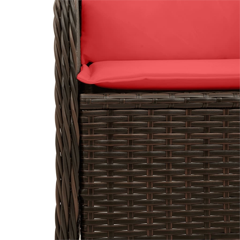 Bowery Hill Contemporary Reclining Patio Chair Set of 2 in Brown And Red