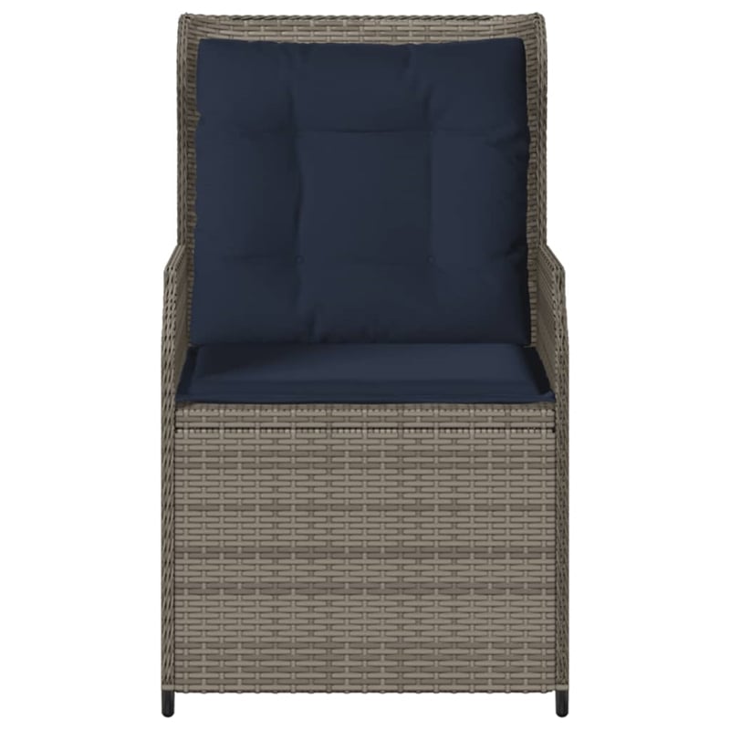 Bowery Hill Reclining Patio Chair Set of 2 Medium PE Rattan in Gray