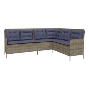 Bowery Hill 5-Seater L-Shaped Rattan & Powder-Coated Steel Patio Sofa - Gray