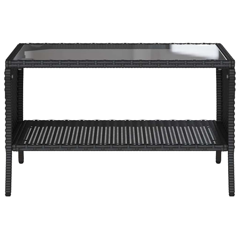 Bowery Hill Medium PE Rattan Garden Sofa With Removable Covers in Black & Cream