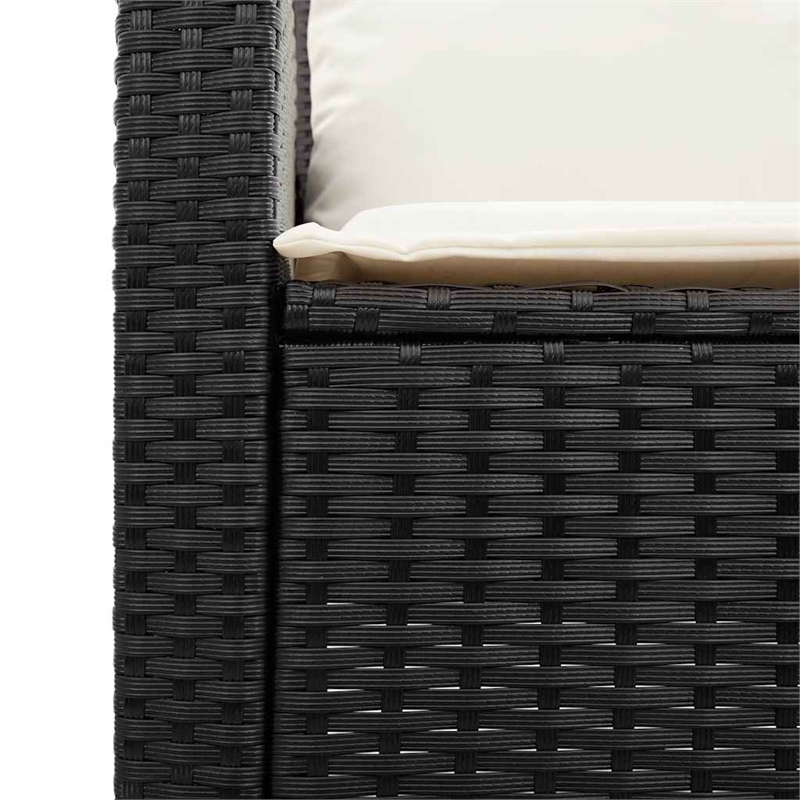 Bowery Hill Medium PE Rattan Garden Sofa With Removable Covers in Black & Cream