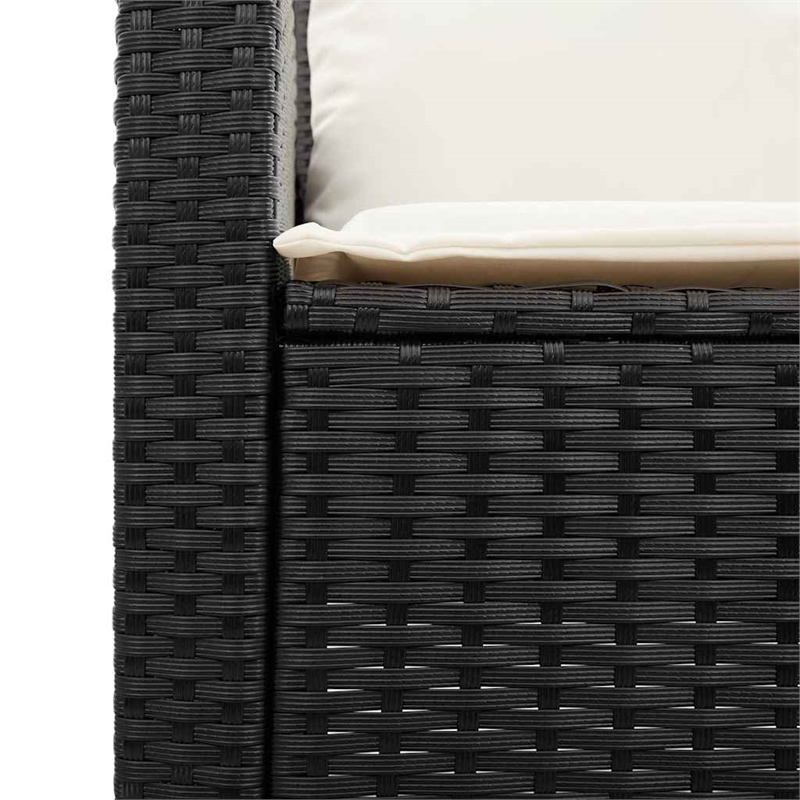 Bowery Hill Contemporary Synthetic Poly Rattan Garden Sofa in Black And Cream