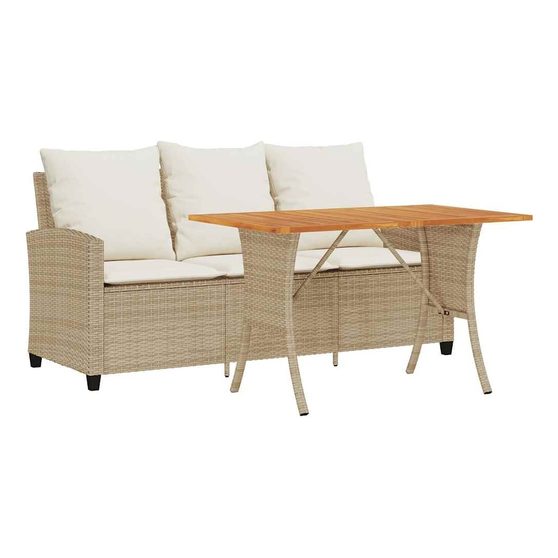 Bowery Hill 3-Seater PE Rattan Garden Sofa With Removable Covers in Beige