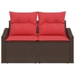 Bowery Hill Contemporary Poly Rattan Garden Sofa With Cushion in Brown