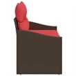 Bowery Hill Contemporary Poly Rattan Garden Sofa With Cushion in Brown