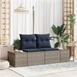 Bowery Hill Contemporary Poly Rattan Garden Sofa With Cushion in Gray