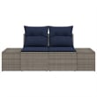 Bowery Hill Contemporary Poly Rattan Garden Sofa With Cushion in Gray