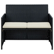 Bowery Hill 2-Seater Poly Rattan & Powder-Coated Steel & Polyester Sofa in Black