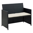 Bowery Hill 2-Seater Poly Rattan & Powder-Coated Steel & Polyester Sofa in Black