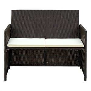 Bowery Hill Contemporary 2-Seater PE Rattan Lightweight Sofa in Brown