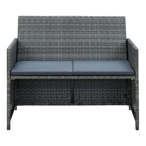 Bowery Hill Contemporary 2-Seater PE Rattan Lightweight Sofa in Gray