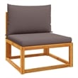 Bowery Hill Acacia Wood And Rope Garden Armless Sofa With Cushions