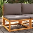 Bowery Hill Acacia Wood And Rope Garden Armless Sofa With Cushions