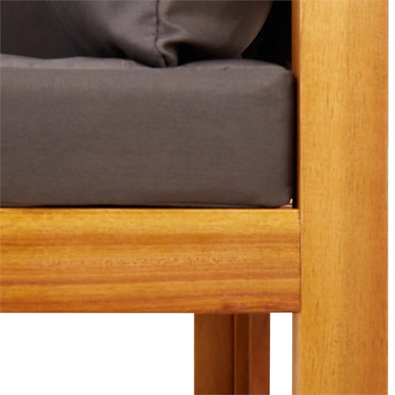 Bowery Hill Acacia Wood And Rope Garden Armless Sofa With Cushions