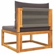 Bowery Hill Acacia Wood And Rope Garden Armless Sofa With Cushions