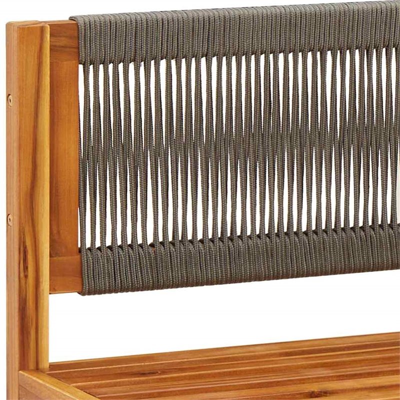 Bowery Hill Acacia Wood And Rope Garden Armless Sofa With Cushions