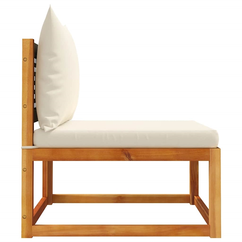 Bowery Hill Contemporary Solid Acacia Wood Garden Sofa in Brown And Cream