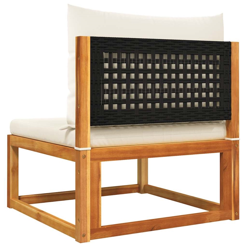 Bowery Hill Contemporary Solid Acacia Wood Garden Sofa in Brown And Cream