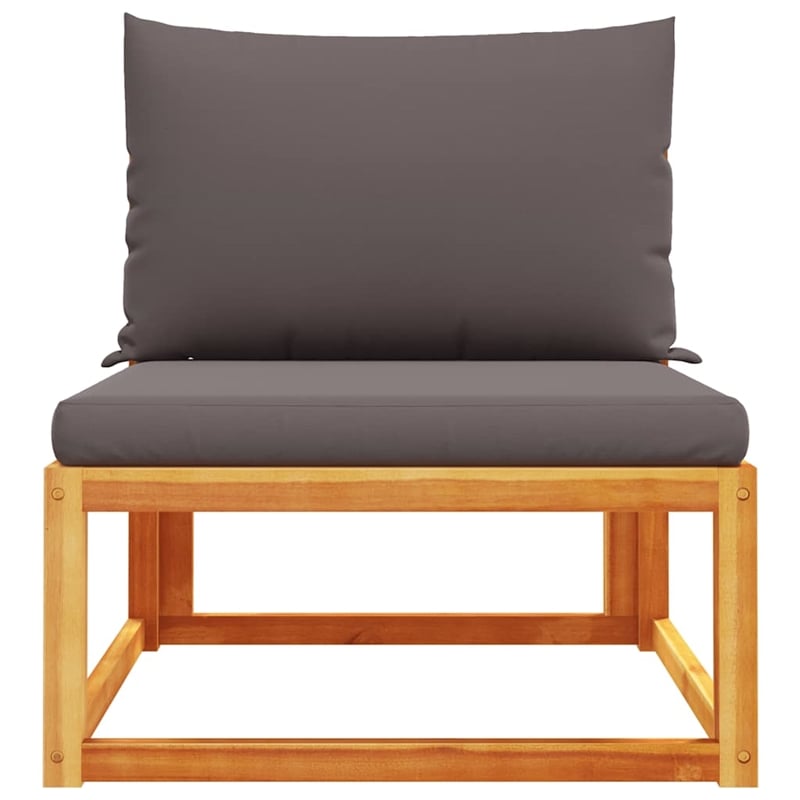 Bowery Hill Contemporary Modular Solid Acacia Wood Garden Sofa in Gray