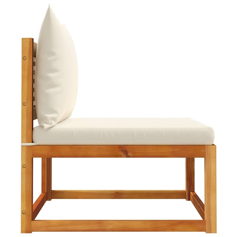 Bowery Hill Modular Acacia Wood & PE Rattan Garden Sofa in Beige & Cream