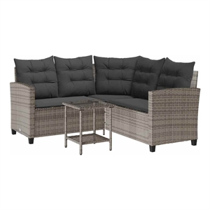Bowery Hill Medium PE Rattan Garden Sofa With Adjustable Feet - Gray & Dark Gray