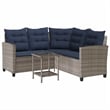 Bowery Hill Medium PE Rattan Garden Sofa With Adjustable Feet in Gray