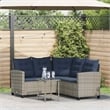 Bowery Hill Medium PE Rattan Garden Sofa With Adjustable Feet in Gray