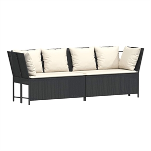 Bowery Hill Contemporary Large Modular PE Rattan Garden Sofa in Black