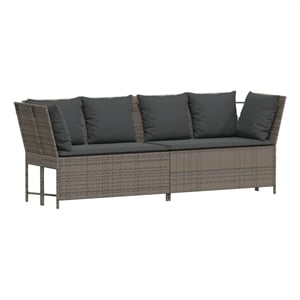 Bowery Hill PE Rattan And Powder-Coated Steel And Polyester Garden Sofa in Gray