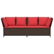 Bowery Hill Contemporary Synthetic Poly Rattan Patio Sofa in Brown And Red