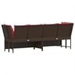 Bowery Hill Contemporary Synthetic Poly Rattan Patio Sofa in Brown And Red
