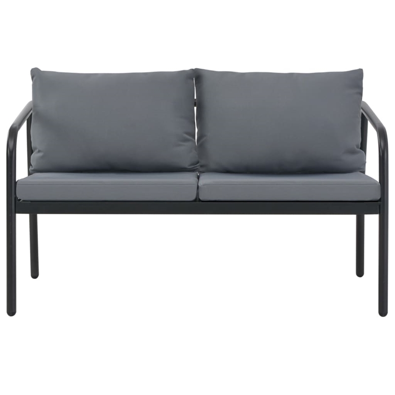 Bowery Hill Aluminum Sofa With Light Gray Cushions And Polyester in Dark Gray