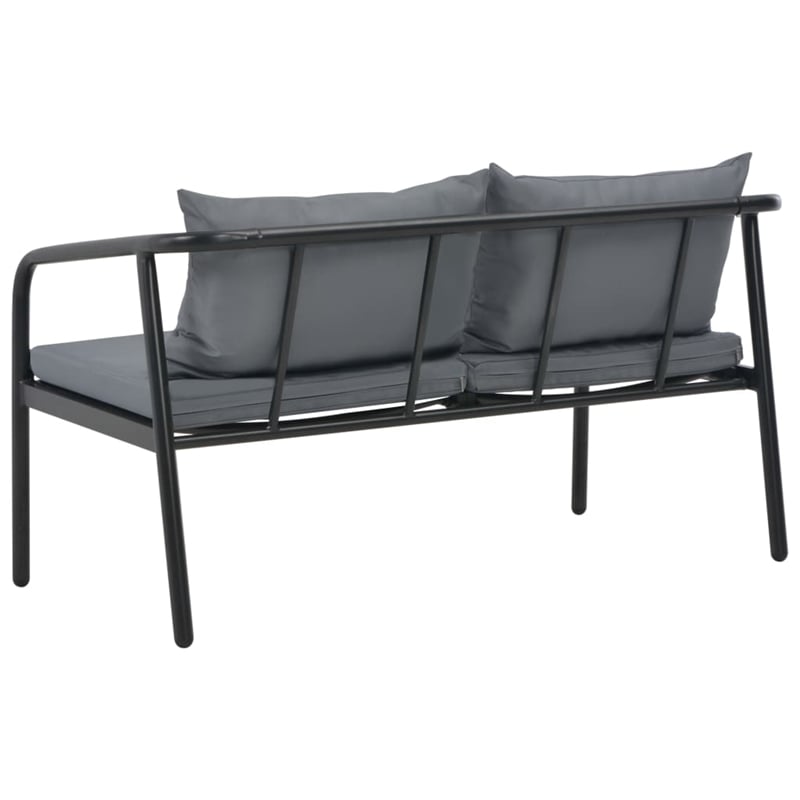 Bowery Hill Aluminum Sofa With Light Gray Cushions And Polyester in Dark Gray