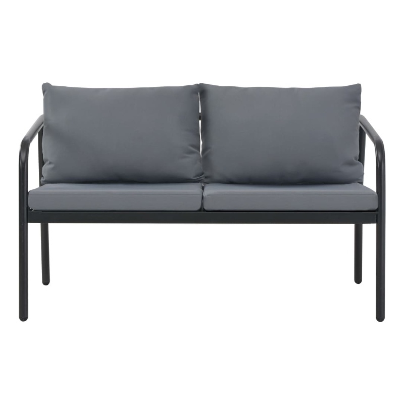 Bowery Hill Aluminum Sofa With Light Gray Cushions And Polyester in Dark Gray