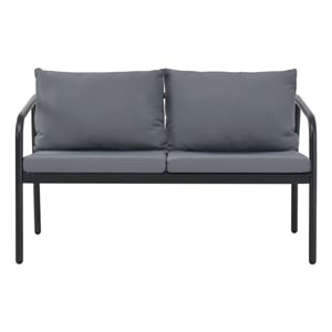 Bowery Hill Aluminum Sofa With Light Gray Cushions And Polyester in Dark Gray