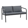 Bowery Hill Aluminum Sofa With Light Gray Cushions And Polyester in Dark Gray
