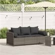 Bowery Hill 3-Seater PE Rattan Garden Sofa With Removable Covers in Gray