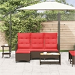 Bowery Hill L-Shaped Poly Rattan Reclining Patio Sofa With Cushions in Brown