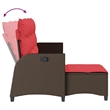 Bowery Hill L-Shaped Poly Rattan Reclining Patio Sofa With Cushions in Brown