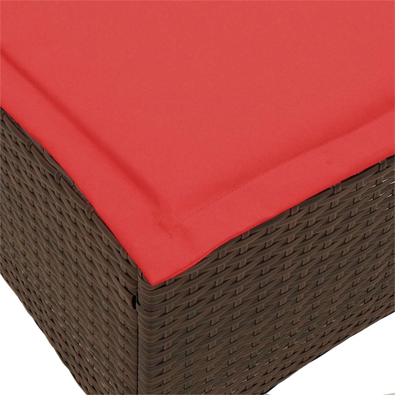Bowery Hill L-Shaped Poly Rattan Reclining Patio Sofa With Cushions in Brown