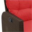 Bowery Hill L-Shaped Poly Rattan Reclining Patio Sofa With Cushions in Brown