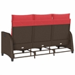 Bowery Hill L-Shaped Poly Rattan Reclining Patio Sofa With Cushions in Brown
