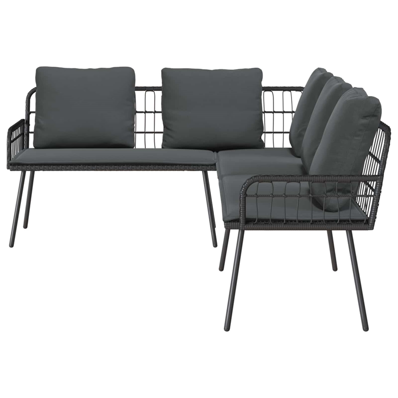 Bowery Hill Contemporary Weather-Resistant Metal Sofa With Cushion in Gray