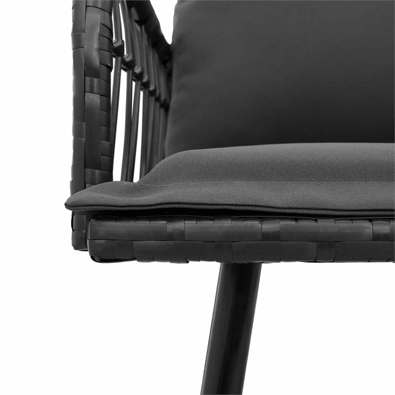 Bowery Hill Contemporary Weather-Resistant Metal Sofa With Cushion in Gray