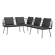 Bowery Hill Contemporary Weather-Resistant Metal Sofa With Cushion in Gray