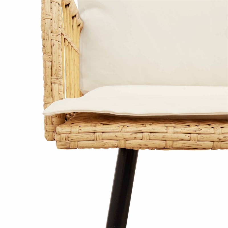 Bowery Hill Contemporary Weather-Resistant Metal Sofa With Cushion in Brown