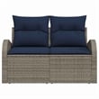 Bowery Hill Contemporary Poly Rattan Garden Sofa With Cushion in Gray